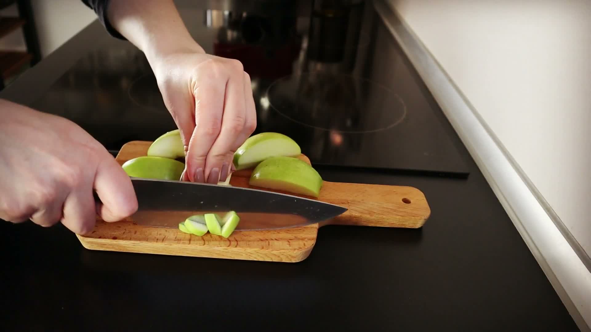 Chopping the Granny Smith Apple