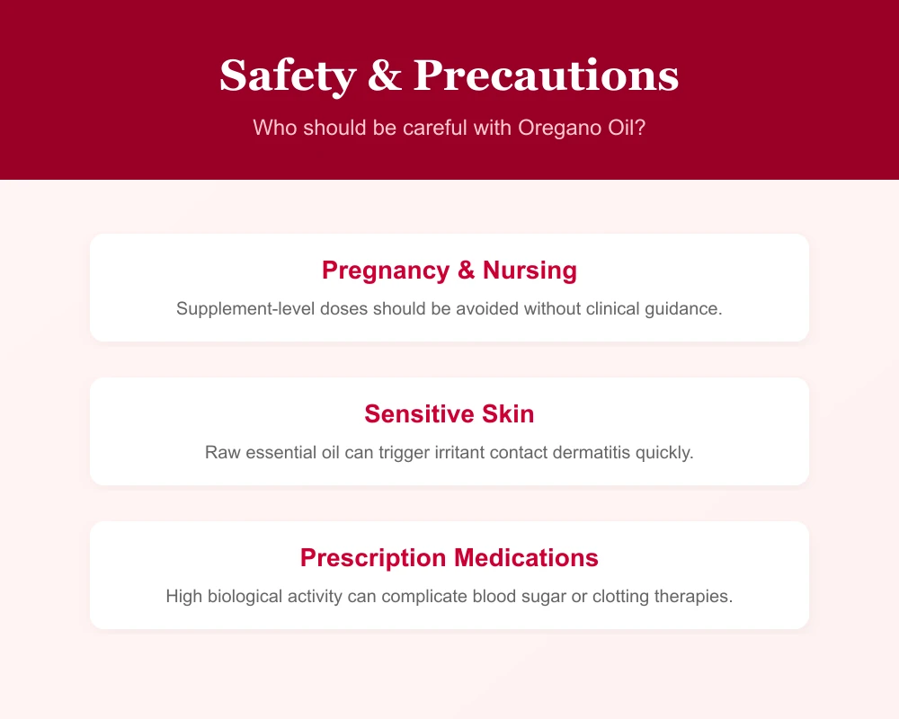 Graphic warning who should be careful with oregano oil
