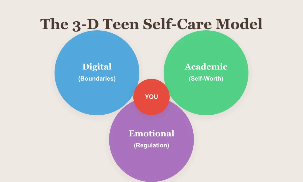 Graphic showing the 3-D Model of Teenage Self-Care